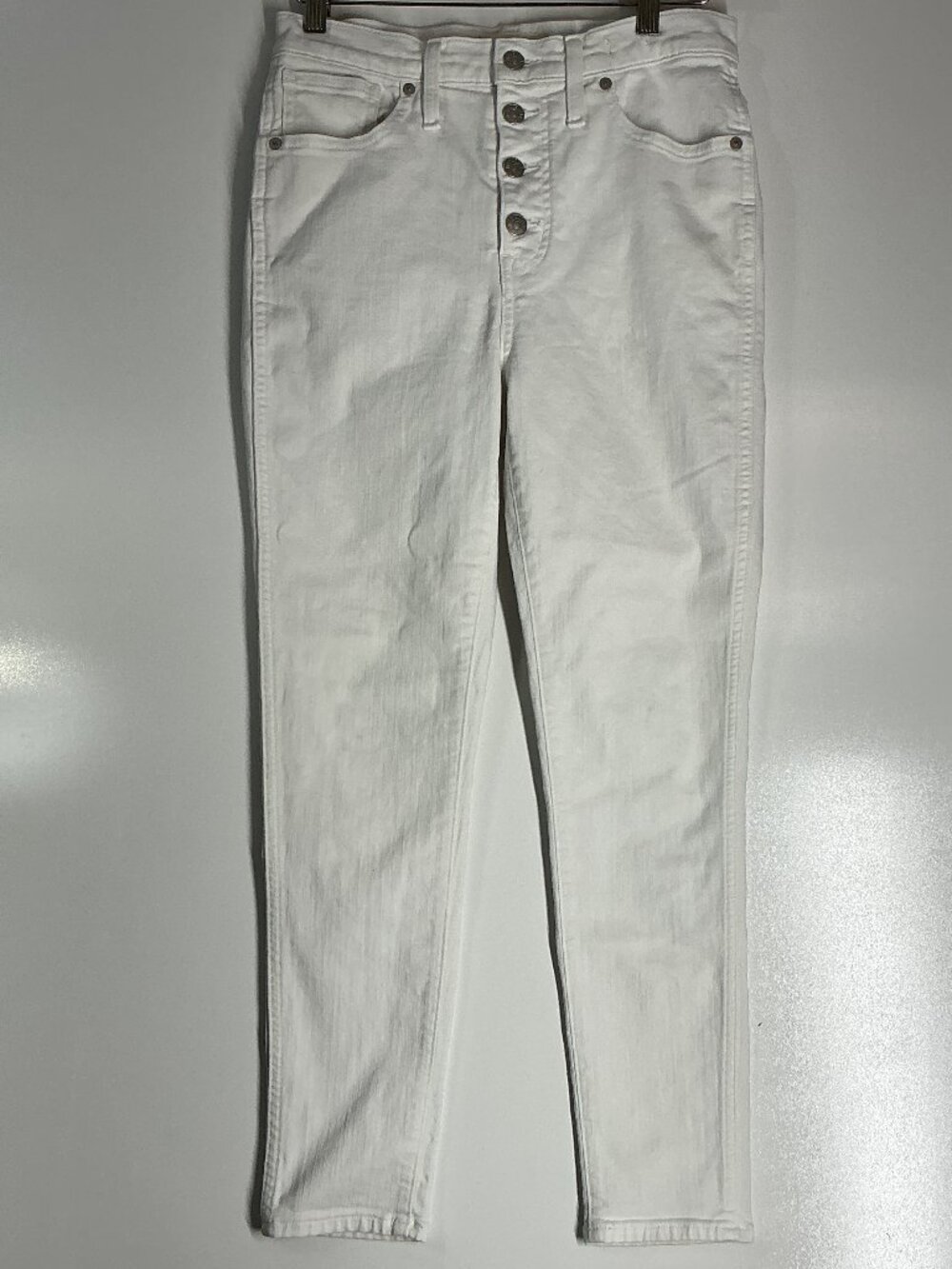 Madewell 10" High-Rise Skinny Crop Jeans White Button Front Size 28
